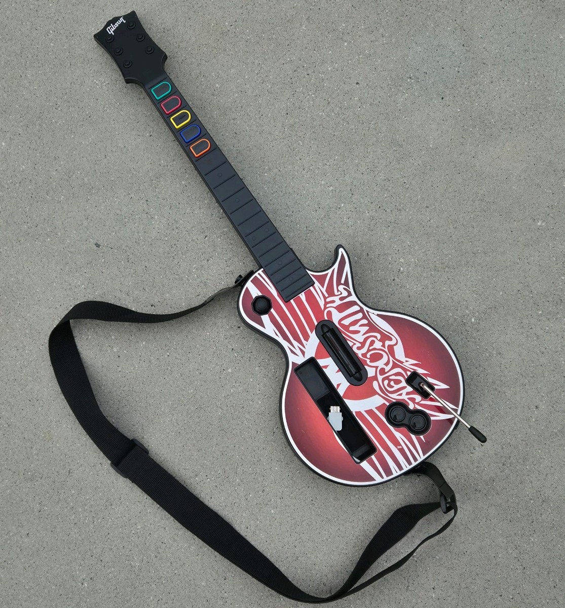 Nintendo Wii Guitar Hero Aerosmith Gibson Red Octane Strap Controller  UNTESTED