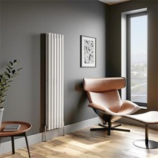 Vertical Oval Tube Double Panel Designer Radiator - 1600 x 360mm White 12 Tubes