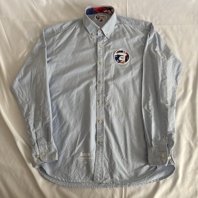 A Bathing Ape Aape Light Blue Collared Dress Shirt Tagged Large 100% Cotton