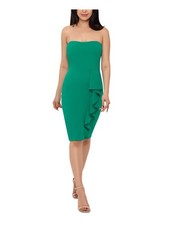BETSY  ADAM Womens Green Side-ruffle Sleeveless Knee Length Sheath Dress 6
