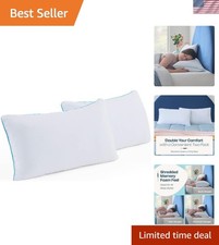 Two Pack Shredded Gel Memory Foam Pillow, Standard Size Cooling Bed Pillow ...