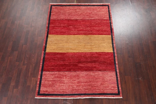 Handmade Multicolor Gabbeh Oriental Area Rug 5x8 Ft Striped Modern Wool Carpet - Picture 15 of 20