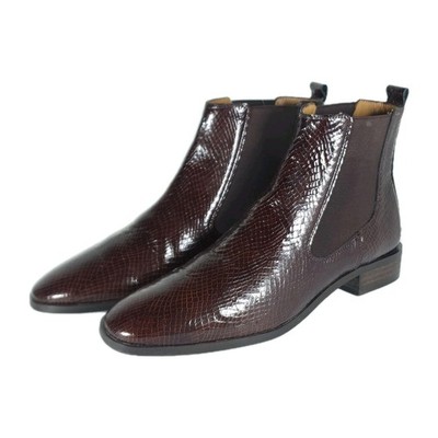 Bocage Women s Karami US10,5 EU41 Brown Leather Croc Embossed Ankl Chelsea Boots
