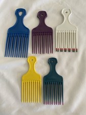Vintage 1980s USA Patent 1 Color Dip Hair Pick Lift Comb-Lot of 5