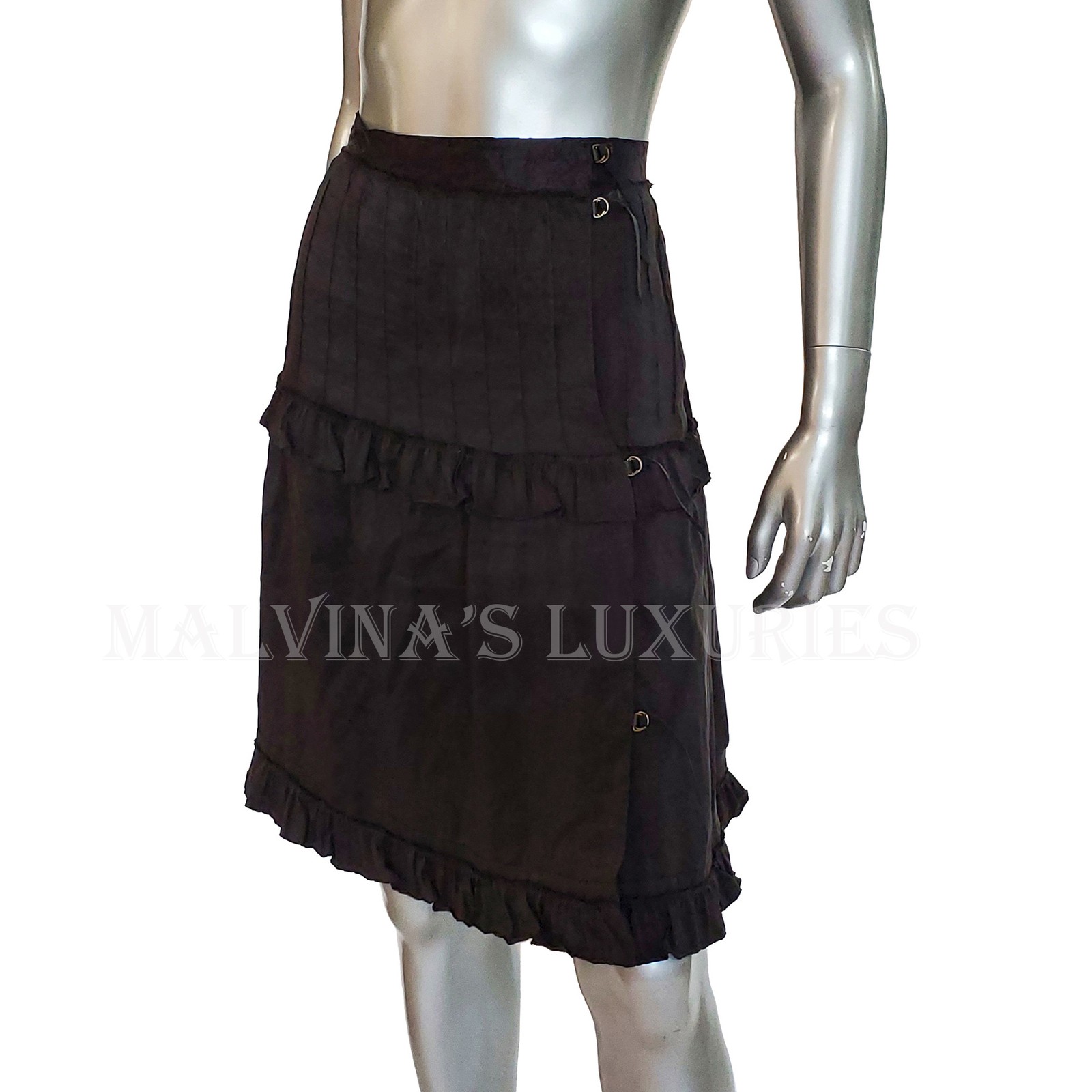 GONNA YVES SAINT LAURENT RIVE GAUCHE AVVOLGENTE CON VOLANT IN PELLE $1.290 44 US 12