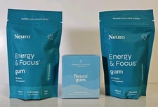 X3 NeuroGum Energy & Focus MINT (90 Count Bag, Wintergreen) Lot Of 3