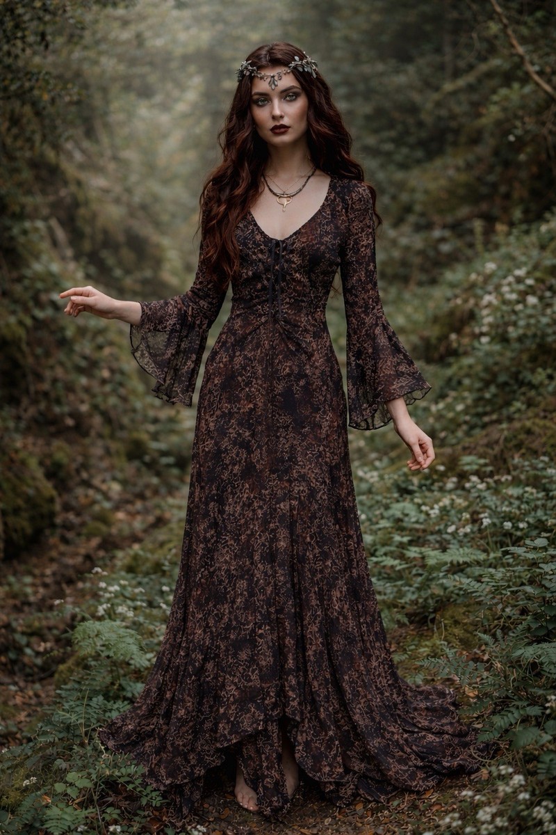 Temptation Maxi Dress M Multi Tiered Whimsigoth Grunge Fairy Boho Hi Low  Flare | eBay