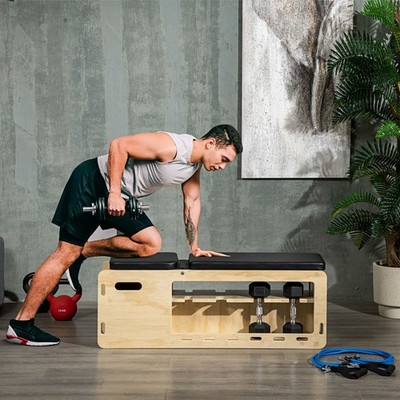 Adjustable Weight Bench Incline Workout Bench w/ Storage Rack Resistance Bands