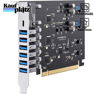 PCIe USB 3.2 Gen 2 Karte mit 2 USB C und 6 USB A Ports 16 Gbps Power Delivery