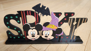 Disney "Spooky" Sign Halloween Decor Mickey Minnie PRE OWNED