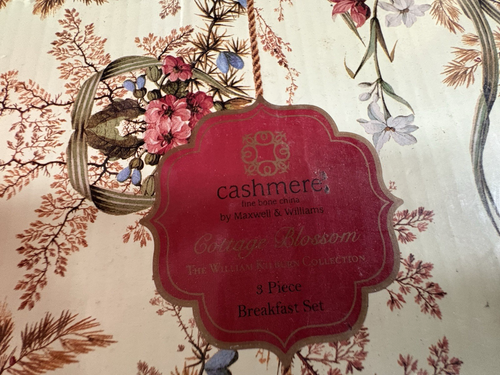 CASHMERE FINE BONE CHINA BY MAXWELL & WILLIAMS COTTAGE BLOSSOM 3 PIECE BREAKFAST - Picture 2 of 12