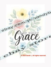Metal Sign Grace Botanical Script Home Art floral inspirational