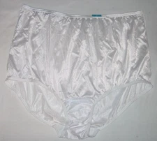 NWT SZ 11 VANITY FAIR BRIGHT WHITE SILKY NYLON GRANNY BRIEF PANTIES 15711