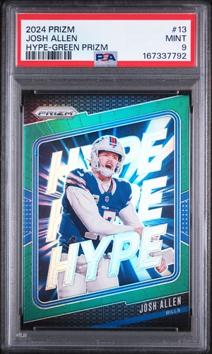 167337792 Josh Allen 2024 Panini Prizm #13 Green Hype PSA 9