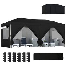 Outsunny 3 x 6 m Pop Up Gazebo, UPF50+ Wedding Party Tent Marquee, Black