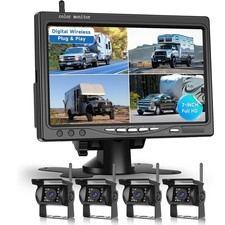 4x Wireless Rear View Backup Camera 7" Quad Monitor for Truck Caravan RV 12V-24V