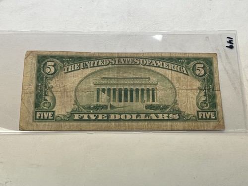 1929 Minneapolis $5 Federal Reserve Bank Note Circulated FR 1850-i V79 - Picture 2 of 2