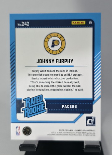 Johnny Furphy 2024-25 Donruss International láser rojo #242 Pacers clasificación novato - Imagen 2 de 2
