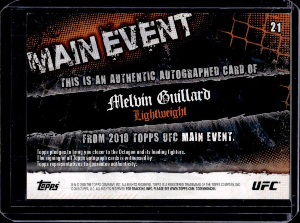 2010 Topps UFC Main Event Melvin Guillard Auto #21 - Image 2 of 2