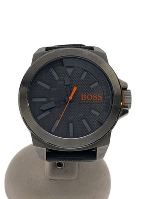 HUGO BOSS HB-221 Quartz Analog Watch Black Rubber Bold Design Excellent JAPAN