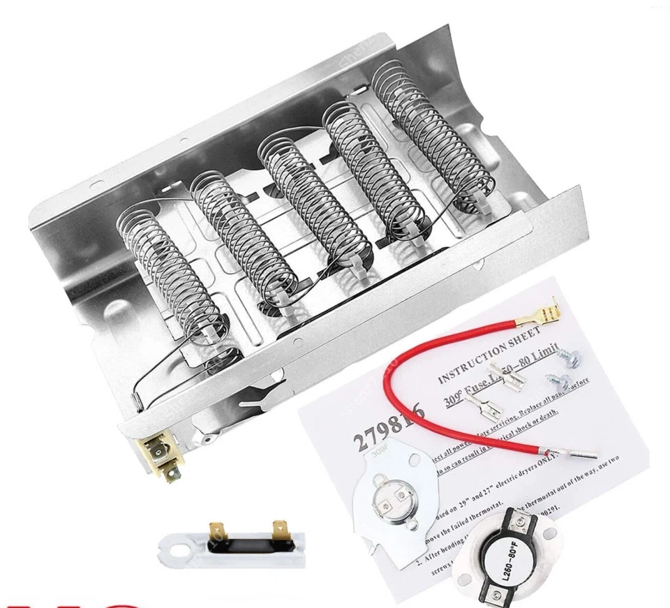 **NEW** 279838 Whirlpool, Kenmore Dryer Heating Element & 279816 Thermostat Kit - Image 2 of 4