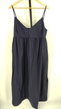 Quince Women 100% Organic Cotton Sleeveless Maxi Dress Navy Basic XL