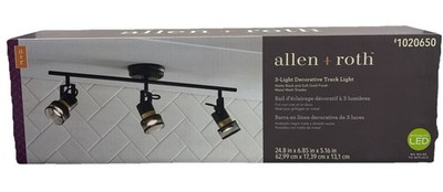 Allen + Roth 3-Light 24'' Matte Black/Soft Gold Dimmable Track Bar Light {C6}