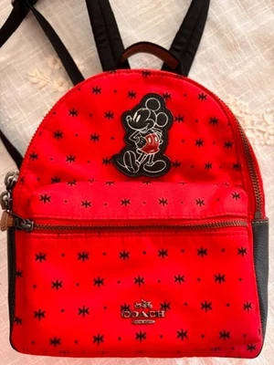 Coach & Disney mini backpack Red & Cream Keith hearing special edition. Disney X Coach Limited Edition MickeyMouse Mini Backpack Red  main image 4