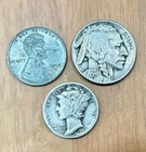 Beginner Coin Collection With Mercury Dime, War Penny, and Buffalo Nickel