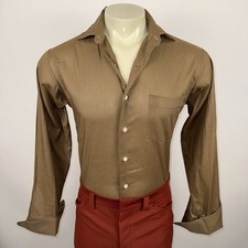Vtg 60s Towncraft Penneys Dress Shirt French Cuffs Disco MCM Medium Mens 15.5 34