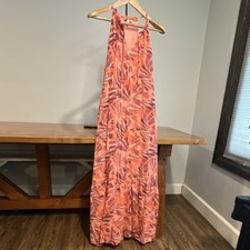 Nine West Sleeveless Abstract V-Neck Maxi Dress Pink Orange Purple XL (1044)