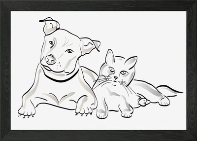 Katze Hund Tier Haustier Gerahmtes Wandbild Poster Leinwanddruck Bild