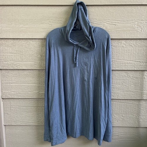 Duck Camp Men XXL Blue Pullover Lightweight Bamboo Hoodie Super Soft Zip Pocket - Picture 2 of 8