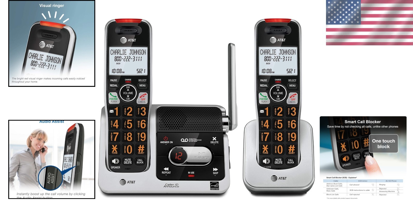 Answering Machine Cordless Phone with Call Blocking