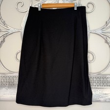 Valerie Stevens Vintage 90s Black 100 Pure Wool Pencil Midi Skirt Womens Sz 12