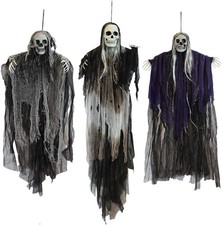 3 Pack Hanging Halloween Skeleton Ghosts Grim Reaper Outdoor Yard Decor
