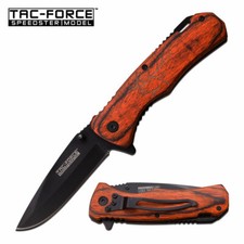 TAC FORCE TF-939EK SPRING ASSISTED KNIFE 4.5" CLOSED in Brown Pakka Wood Handle