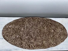 Studio B 2003 Ceramic Platter Serving Tray Brown Oval Dark Brown Glossy Finish