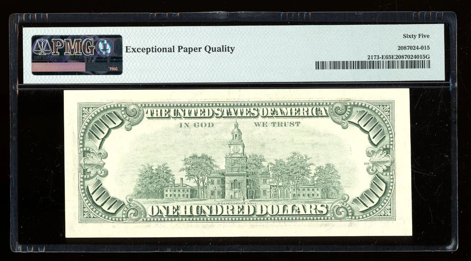 DBR 1990 $100 FRN Gem Richmond Fr. 2173-E PMG 65 EPQ Serial E59084472A - Image 2 of 2