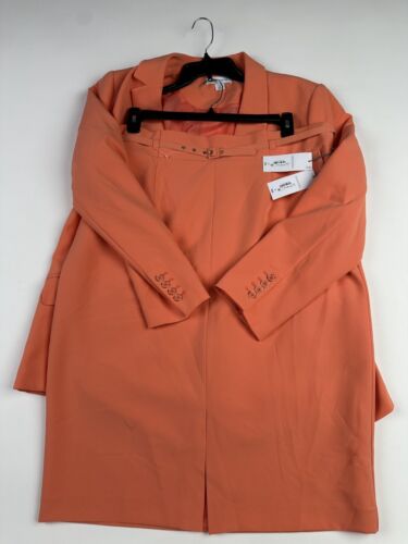 Liz Claiborne Womens Classic Fit Blazer Belted Pencil Skirt Coral Set Sz 18 NWT