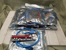 Lot Of 8 PCI-E 1x - 16x Powered USB3.0 GPU Riser Extender Adapter Card PCIE SATA