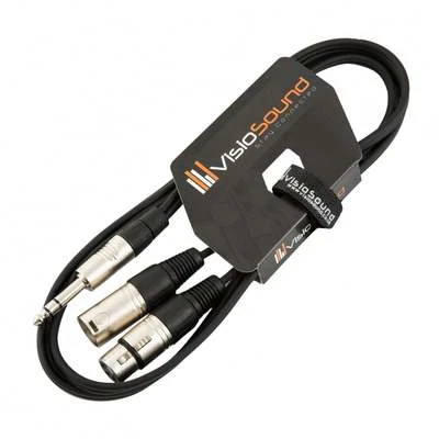 6.35mm 1/4" Stereo Jack to 1 x Male & 1 x Female XLR Insert Lead with XLR In/Out