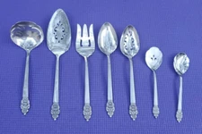 7-Oneida Community Stainless VINELAND SERVING PIECES SPOON GRAVY PIE FORK SUGAR