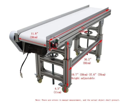 Brand New 1 PC PU Belt Conveyor 59*11.8"*(27.5"-31.4")White Conveyor Machine - Photo 1 sur 24