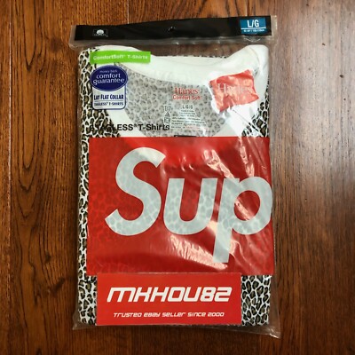 New Supreme Hanes Leopard 2 Pack T-shirt Tee Animal box logo New Supreme Hanes Leopard 2 Pack T-shirt Tee Animal box logo