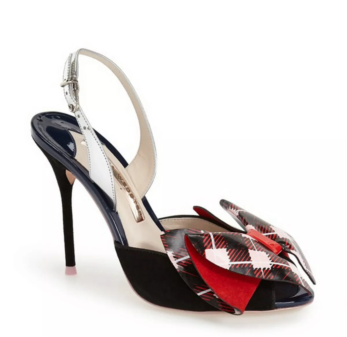 NEW Sophia Webster Tartan Bow Check Slingback Leather Sandal