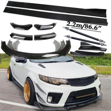 For Kia Forte Koup Front Bumper Lip Spoiler Side Skirts Rear+Glossy Black
