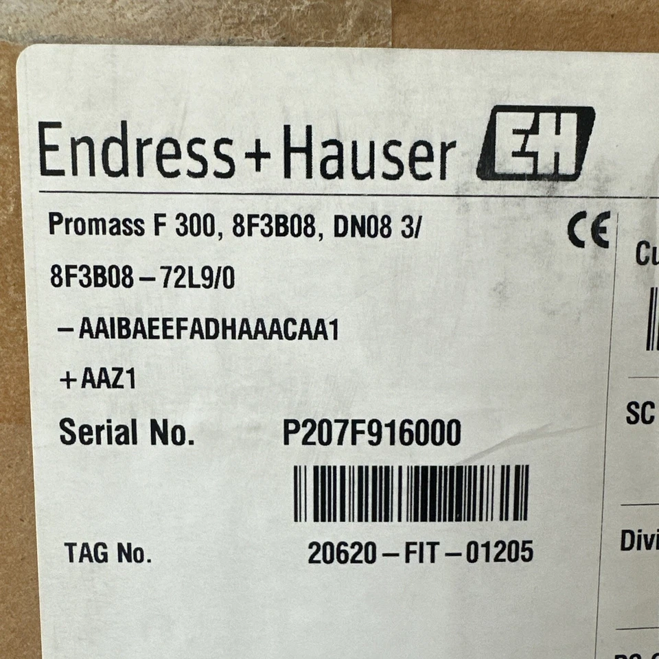NEW- Endress Hauser Promass F 300 Coriolis Flow Meter 8F3B08-72L9/0 || FAST SHIP - Image 2 of 4