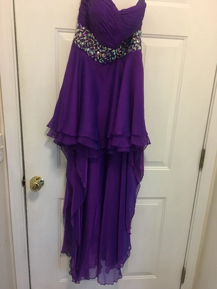 Alyce Women's sz 4 Purple High Low Hilo Prom Dress B'Dazzle Homecoming Cocktail - Image 4 of 4