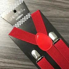 Dark Red Suspender for Adults Men Women Teens Wedding Formal Adjustable (USA)